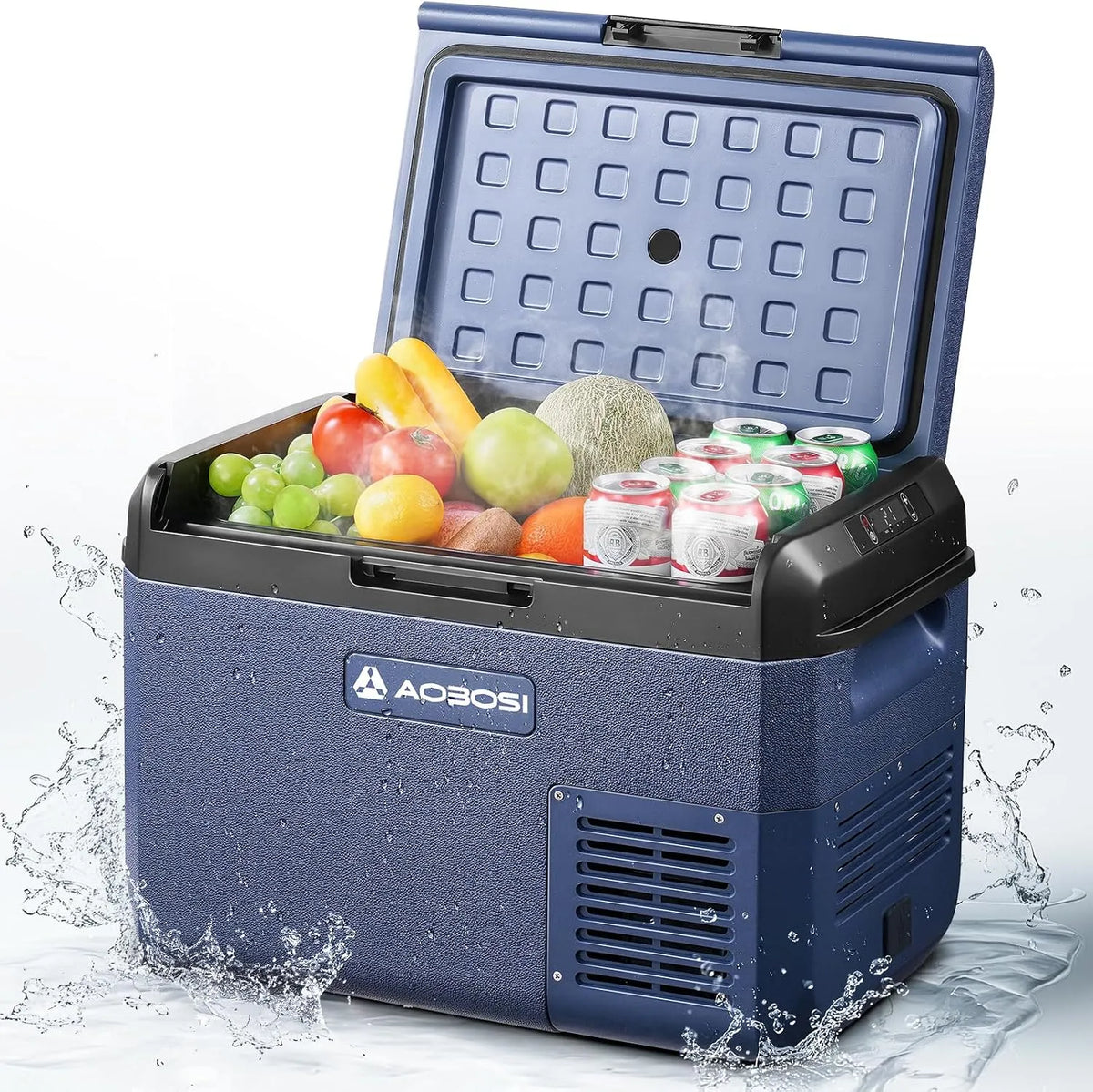 Kompressor IPX4 AAOBOSI, Kühlbox 25L, tragbar Elektrische Kühlbox 12V, Spannung 230V, 20°C bis 20°C, Wasserdicht, Ideal für Auto, LKW, Boot