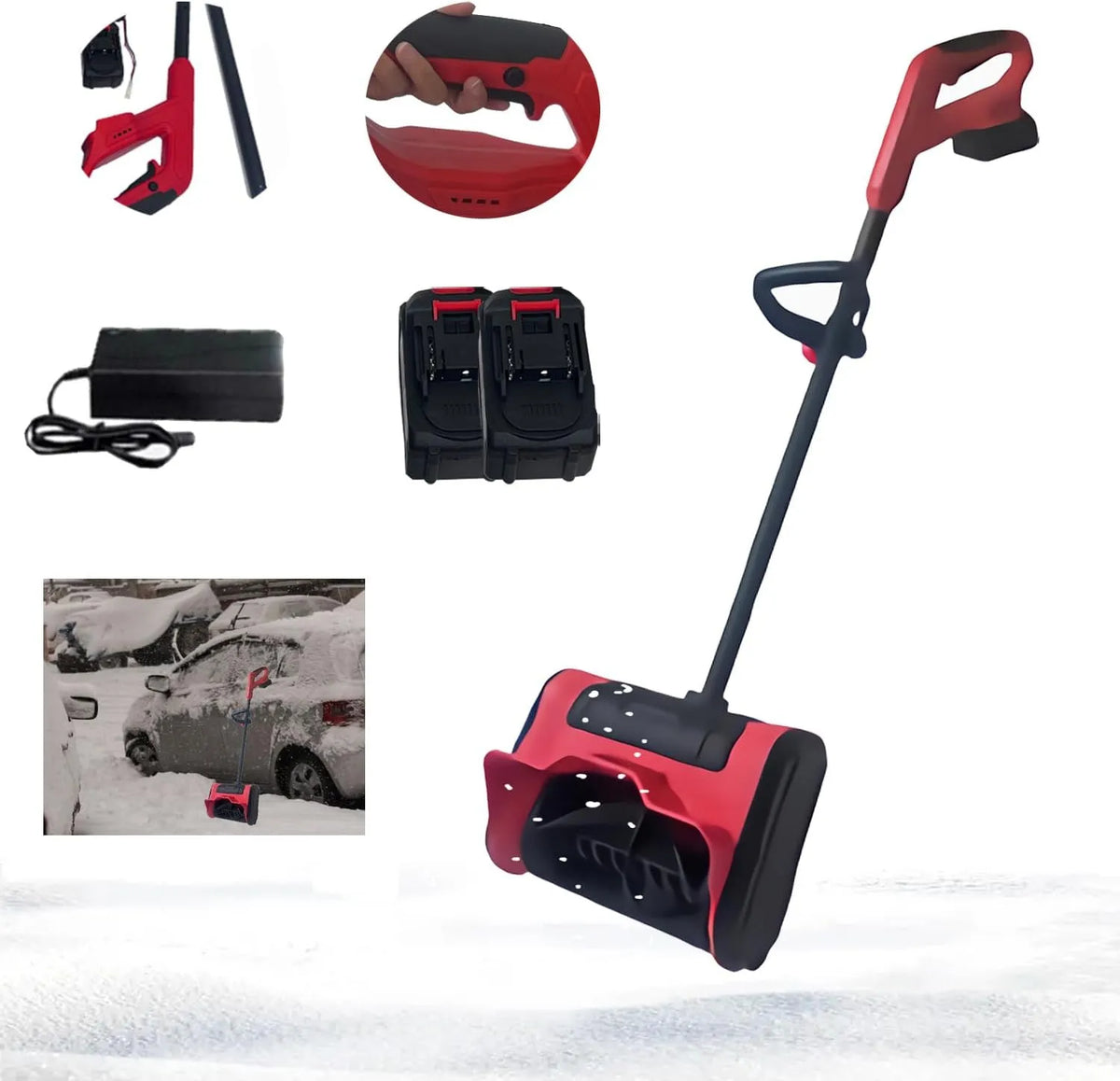 Schneefräse 15cm/Wurfweite 8m/Schnelle, Hooha 21V x 2 Akkus Freude Schneeräumung, Schneehöhe 15cm, Modell 15cm 15cm, mit Familie