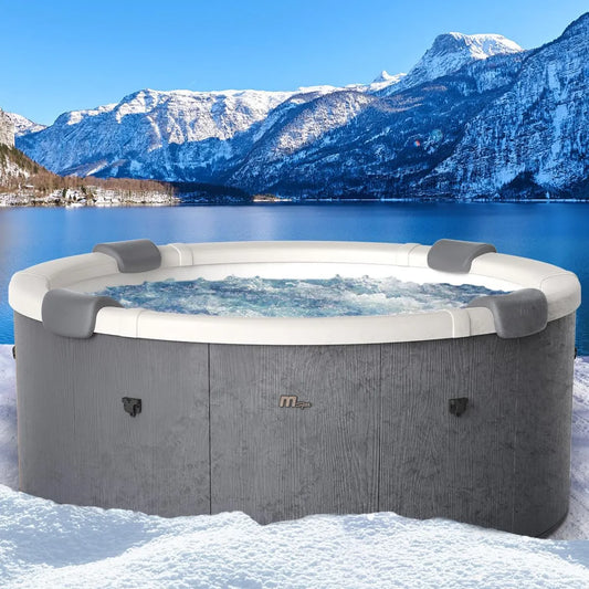 Whirlpool, LED-Beleuchtung mit 20 einstellbaren Farben für 6 Personen, BRAST MSpa Denver mit Fester Außenwand, In & Outdoor, Ø182x70cm