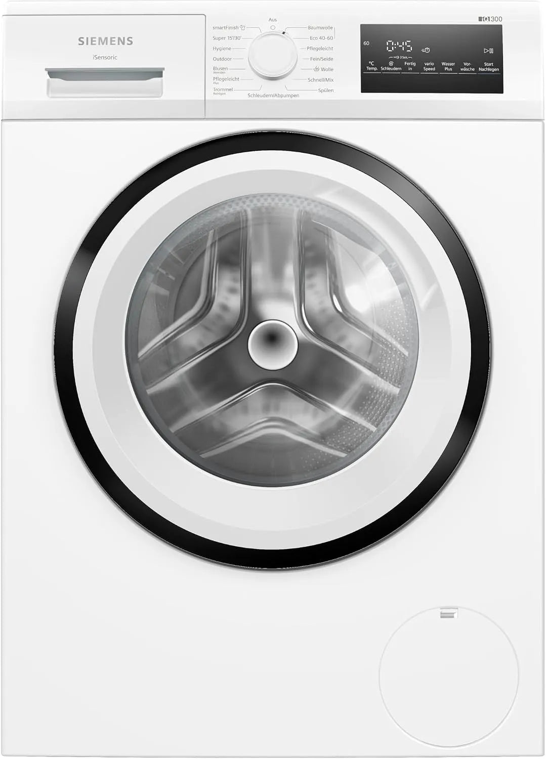 Siemens Waschmaschine WM14N225 iQ300 1400, Frontbeladung mit 8kg Fassungsvermögen, Breite 60cm, speedPack L, Outdoor-Programm, UpM, smartFinish, Weiß