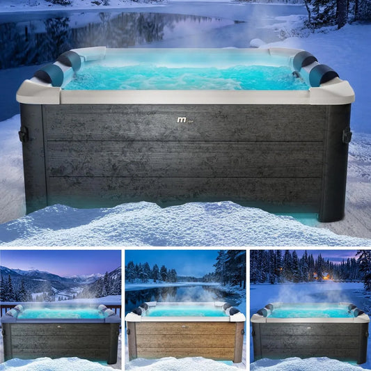 Whirlpool BRAST MSpa Frame, Maße 160x160x65cm, Maße 180x180x65cm, 5 Modelle, 6 Personen, Oslo Sapphire & Amber mit Fester Außenwand, LED-Beleuchtung