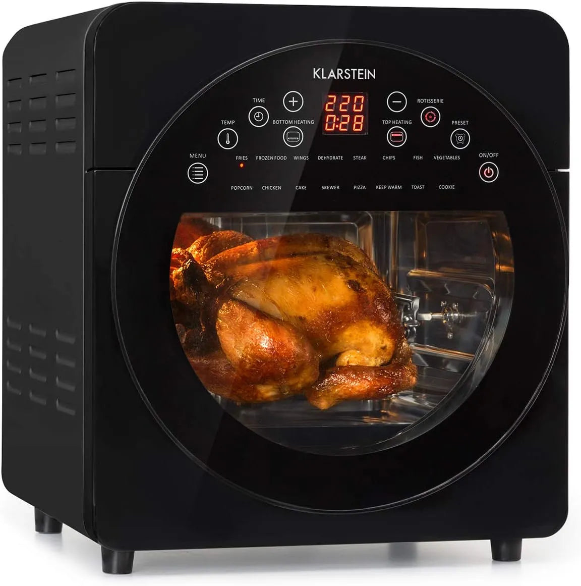 Klarstein Heißluftfritteuse, 8 h Dörr-Funktion, 16 Betriebsprogramme, AeroVital easy touch, in Schwarz, Leistung 1700 W Heissluftfriteuse
