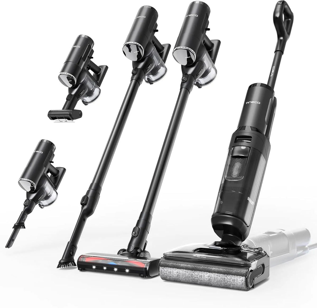 Nass- und Trockensauger, Tineco FLOOR ONE Switch S7 Stretch, Akkusauger Set 5-in-1, FlashDry Selbstreinigung, DualBlock Anti-Tangle