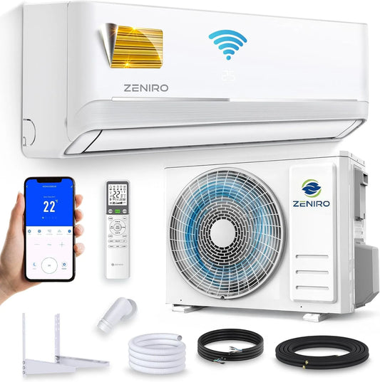 Klimagerät Set Air Conditioner Modell R32 Klimanlage Split, Klimagerät Set Air Conditioner mit Heizfunktion 18000 BTU 5,3kW A++ WiFi