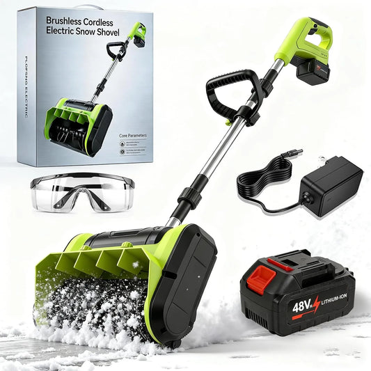 Schneefräse, leichter 5,4 kg batteriebetriebener Schneeräumer für Gehwege, Bürstenloser kabelloser Schneeschaufel, Decks & Einfahrten
