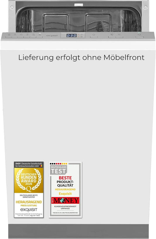 Exquisit Geschirrspüler EGSP52109-E-030E, 9 Maßgedecke, Intensiv- & ECO-Modus, in freistehender Ausführung, silber, Breite 45 cm, 6 Betriebsprogramme