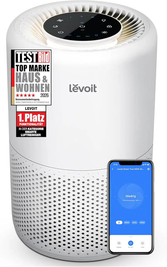 Luftreiniger LEVOIT, 3-in-1 HEPA Filter, Luftfilter gegen Schimmel, Staub, Pollen & Gerüche, Air Purifier für Schlafzimmer, App Steuerung & Timer