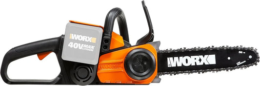 Worx Modell, Spannung 40V Akku Kettensäge WG368E.9, 30 cm Schnittlänge, Kettenschmierung, Ladegerät und Zubehör, Geschwindigkeit 3,8 m, ohne Akku