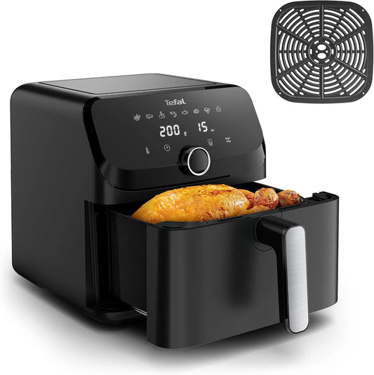 Tefal Heißluftfritteuse EY8558E0, 7,5 Liter Fassungsvermögen, bis zu 8 Personen, 8 automatische Gareinstellungen, Easy Fry Mega, digitales Display