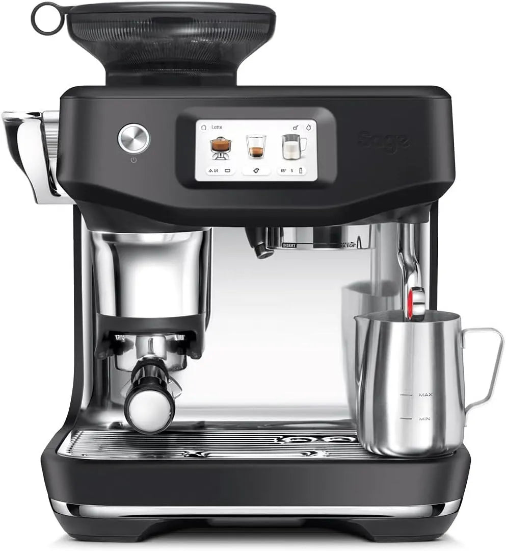 Sage Kaffeemaschine, The Barista Touch Impress, Intelligente Dosierung, Schwarzer Trüffel, 8 Voreinstellungen, assistiertes Tampern