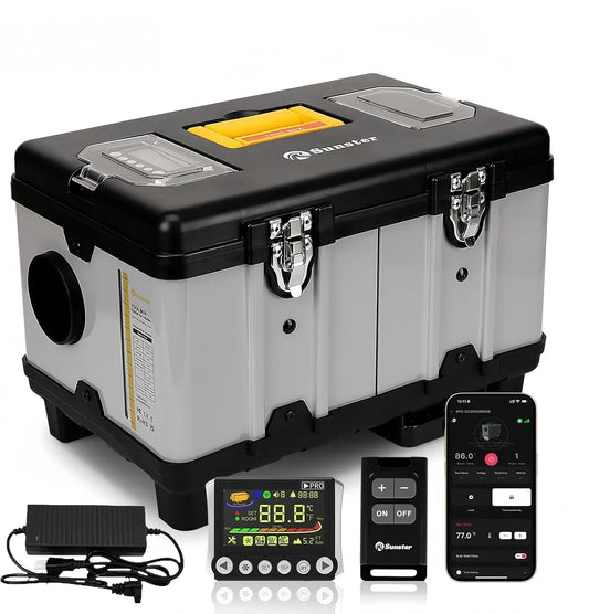 Modell Sunster 12 110-240V, Leistung 8KW Diesel Standheizung mit 6L Tank, Lüftungsmodus, Bluetooth App, Automatischer Start&Stop, Transporter