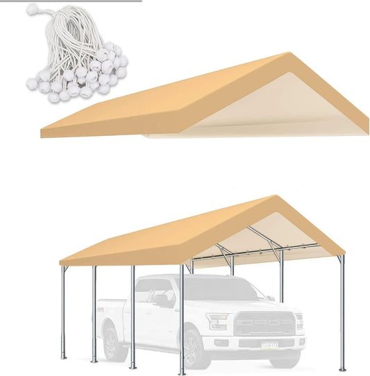 Carport, Maße 30,5 x 50,8 cm, Ersatz-Überdachung für Zelt, Auto, Garage, Unterstand, obere Plane mit Kugelspannern, nur obere Abdeckung, Beige
