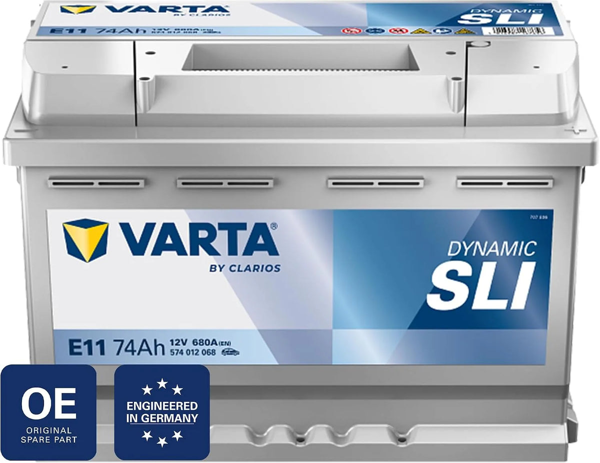 Modell DYNAMIC SLI E11 VARTA Automotive, Spannung 12V 74Ah 680A, Nassbatterie KFZ mit Standardausstattung & ohne Start-Stopp System