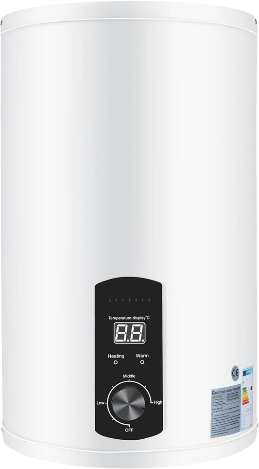 Warmwasserbereiter IPX4 Elektrischer, 25-75°C Regelung, Schnelle Aufheizung für Dusche & Küche, Wandmontage, Maße 34x59cm