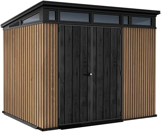 Gartenhaus Keter, Pent 9 x 7 Venetianischer Holzeffekt mit Latten, Maße 227 x 218 x 226 cm, 6 m²