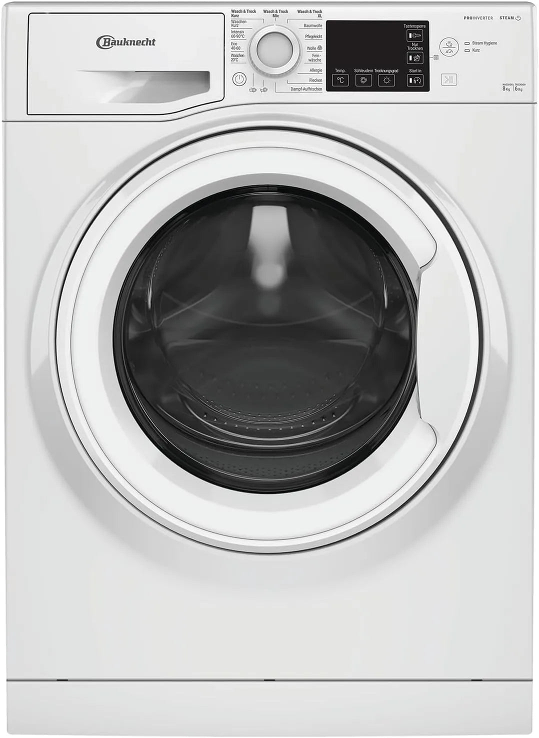 Bauknecht Waschtrockner 8614, Gewicht 6 kg Trocknen, WD Eco Shield D, Dynamic Inverter-Motor, Steam Refresh, Gewicht 8 kg Waschen, Flecken 40°, Weiß