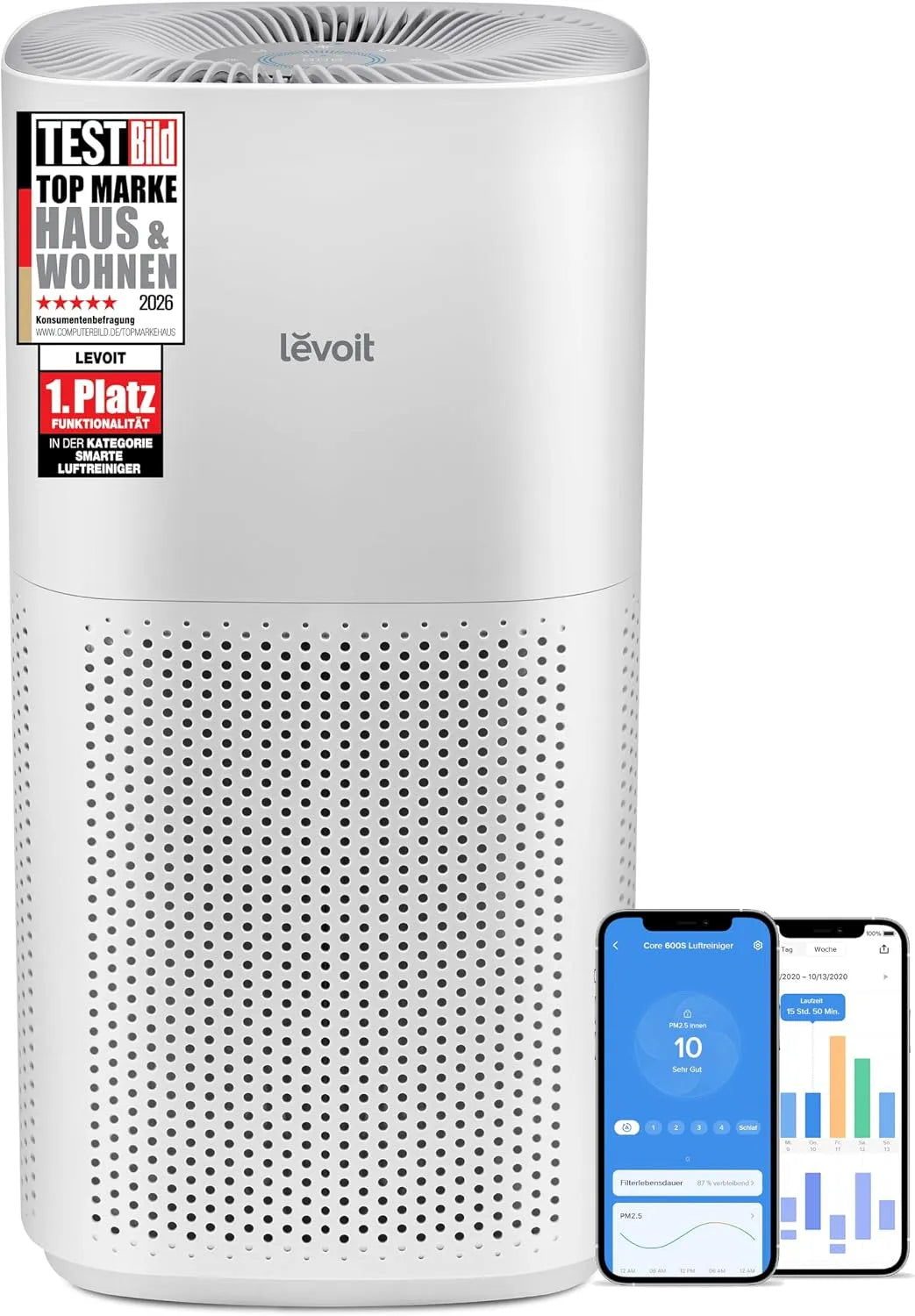 Luftreiniger LEVOIT HEPA, CADR 697m³, PM2,5 Luftqualitätsanzeige & Automodus, App Alexa Steuerung, 697m³/h, h bis 147㎡ Wohnung