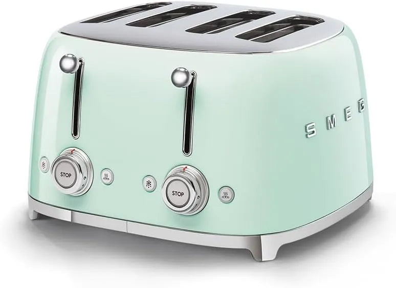 Smeg Toaster TSF03PGEU, Maße 4x4, 4 Schlitze für 4 Scheiben, 6 Vergoldungsniveaus, Leistung 2000W, Abtau- und Bagel- Funktion, Heizfunktion
