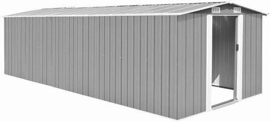 Gerätehaus XXL, mit Schrägdach Gartenhaus Verzinkter Stahl Farbe Grau 257 x 580 x 181 cm, Metall Geräteschuppen Garten Schuppen