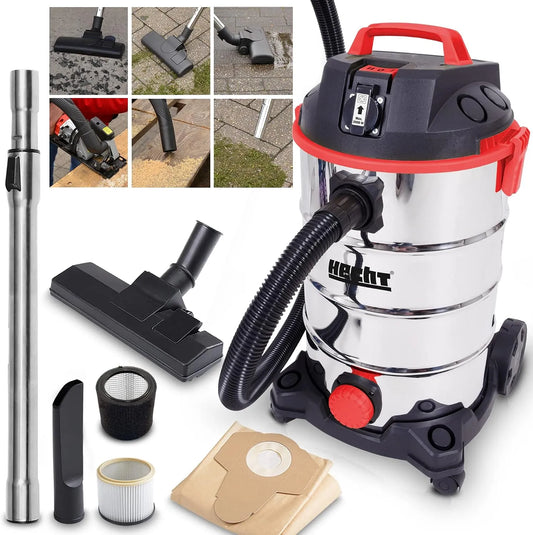 Nass-/Trockensauger Hecht Nass und, starker Industriestaubsauger mit Steckdose, Blasfunktion, mit & ohne Beutel, Fassungsvermögen 35 Liter Behälter