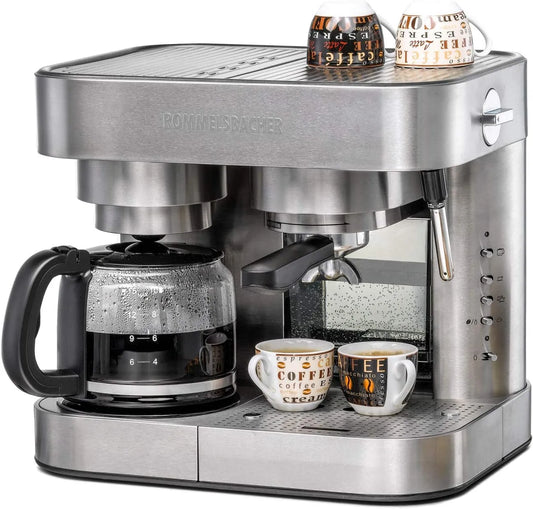 Kaffeemaschine EKS 3010, Filtereinsatz für 1 bzw. 2 Tassen, Rommelsbacher Kaffee, Espresso Center, Filterkaffeemaschine, Glaskanne, Siebträger