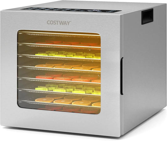 Costway Modell 48H, Dehydrator Obsttrockner für Lebensmittel, Leistung 850W Dörrautomat mit 8 Einlegefächer, Früchte, Fleisch