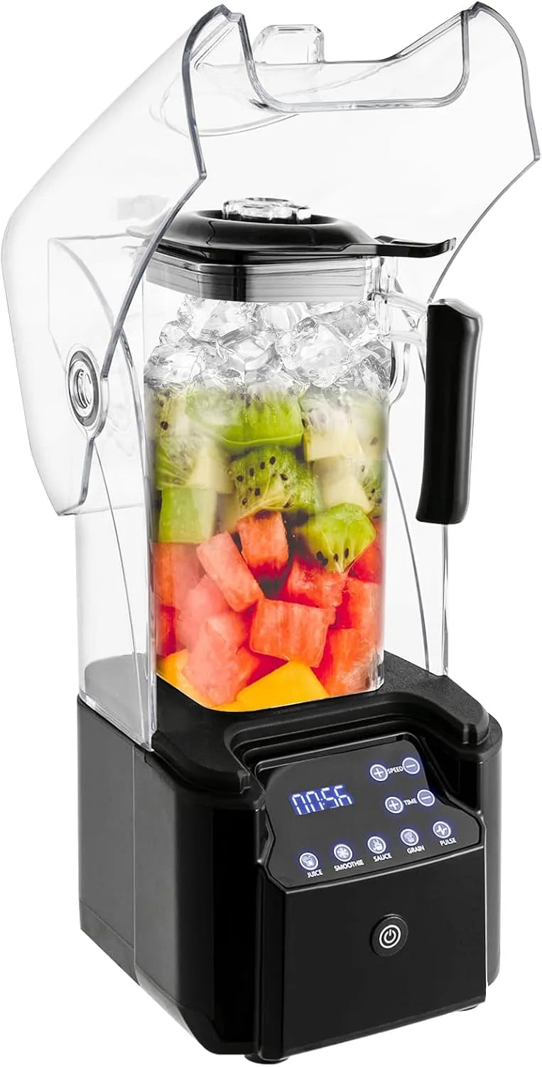 Standmixer Schalldichter, Geeignet für Restaurants, Fassungsvermögen 2.2L Blender, Snackbars, Hotels, Cafés usw in Schwarz