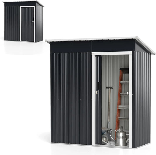 Gerätehaus HOMASIS, Maße 163x86x181cm, Gartenhaus abschließbar mit Handschuhe, Gartenschuppen Outdoor Wetterfest, 1,8m³, Metall