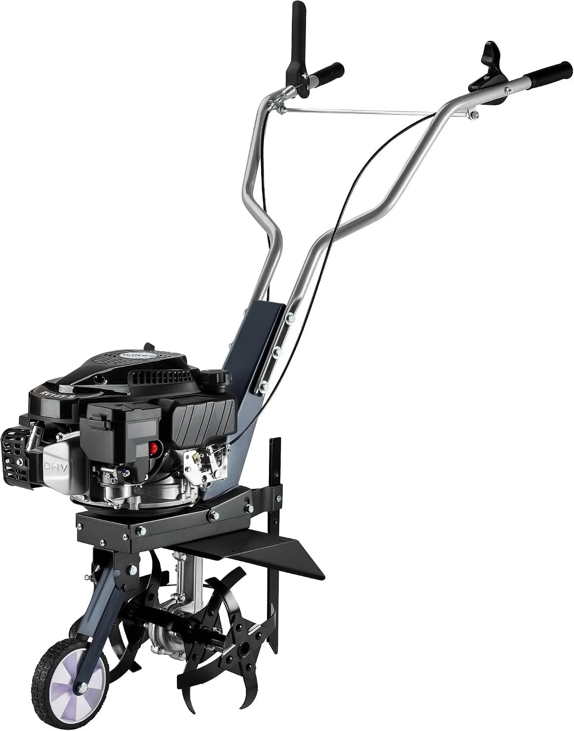 Wiltec Motorhacke, Benzin 36 cm Arbeitsbreite, Gartenhacke mit Motor 144 CCM, 4 Klingen, Bodenfräse mit Antrieb Euro 5, robuste Gartenfräse