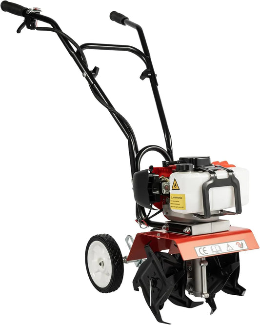 Motorhacke 52ccm, DIFU Gartenfräse Benzin Kultivator Bodenfräse 1900W, 2 Takt Benzin Motor, Arbeitsbreite 300mm, Arbeitstiefe 120mm