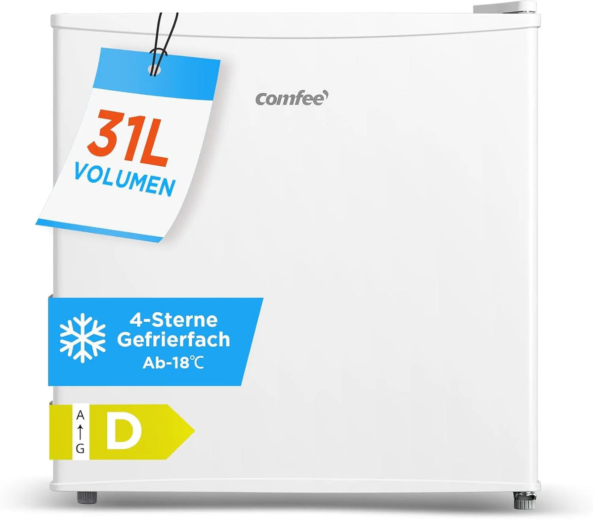 Comfee Mini-Gefrierschrank RCU40WH3EU 4-Sterne-Gefrierleistung, Leise 39 dB, D-Energieeffizienz, Studentenwohnheim Weiß, Küche