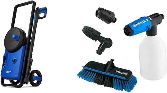 Nilfisk Hochdruckreiniger, Garten und Auto & Click&Clean Zubehör-Set zur Fahrzeugreinigung für