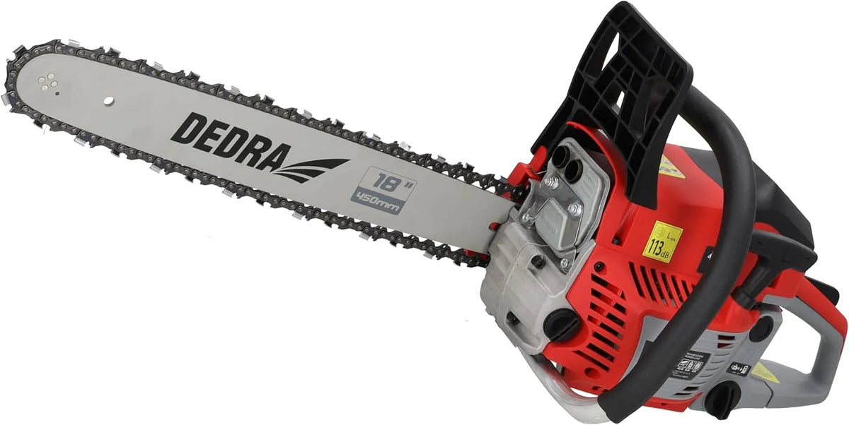 Benzin-Kettensäge ³ 12000, Benzin-Kettensäge 2,4 kW 58 cm³, Breite 45 cm, Min DEDRA mit zwei Führungsschienen: 18', und 16', 25 m, bis U, luftgekühlt