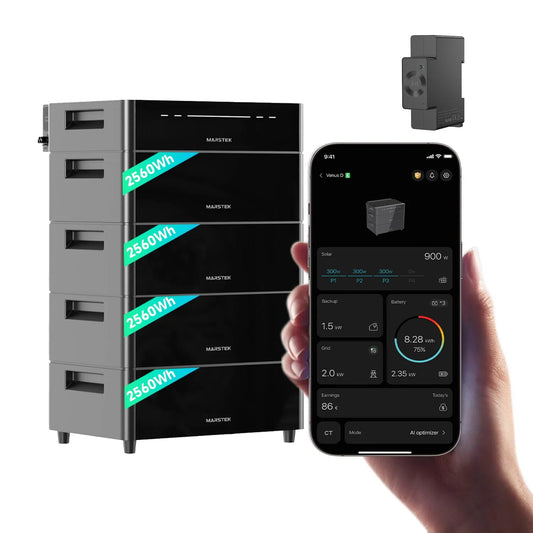 D Balkonkraftwerk mit Speicher & Wechselrichter Modell LiFePO4 36kWh IP65 Marstek Venus, 4 MPPTs 4kW PV-Eingangsleistung&2.5kW Ausgang, 0% MwSt