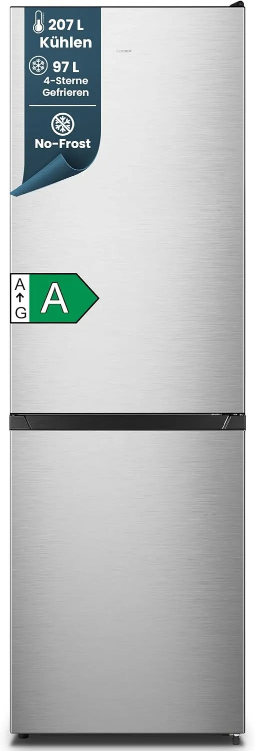 Kühlschrank CFSN3041A-S homeX, Fassungsvermögen 304 Liter, Kühl-Gefrier-Kombination in freistehender Ausführung, Fresh Box, EEK A, silber, leise 35 dB
