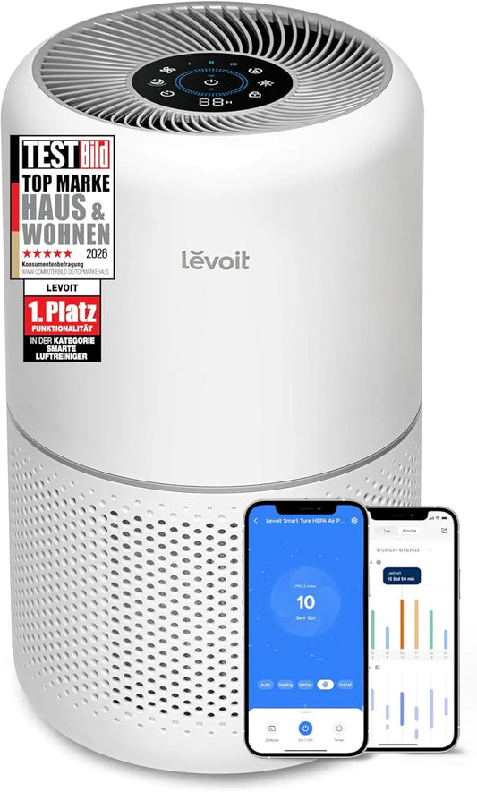 Luftreiniger LEVOIT, 240m³/h, Air Purifier 22dB Schlafmodus Timer, h für Raucherzimmer, CADR 240m³, Luftqualitäts-Feedback und Auto-Modus