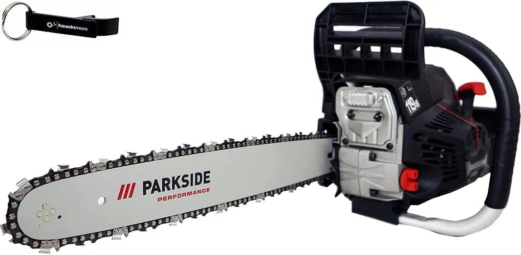 Parkside HEADNMORE Bundle, PERFORMANCE Benzin Kettensäge + HEADNMORE Schlüsselanhänger PPBKS 56