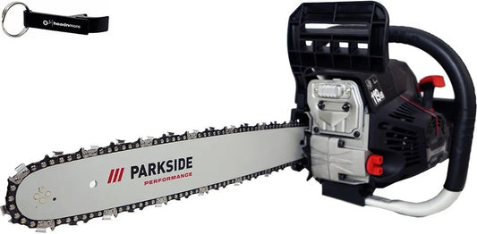 Parkside HEADNMORE Bundle, PERFORMANCE Benzin Kettensäge + HEADNMORE Schlüsselanhänger PPBKS 56