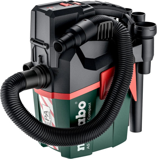 Metabo HEPA PC Compact Akku-Sauger 18V, Spannung 18V AS 18 602029850, Karton- mit manueller Filterreinigung und HEPA Filter