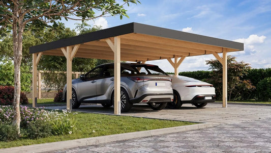 Mit EIN oder Zwei Stellplätzen Karibu Leimholzcarport, optional mit Seitenwänden, Doppelcarport