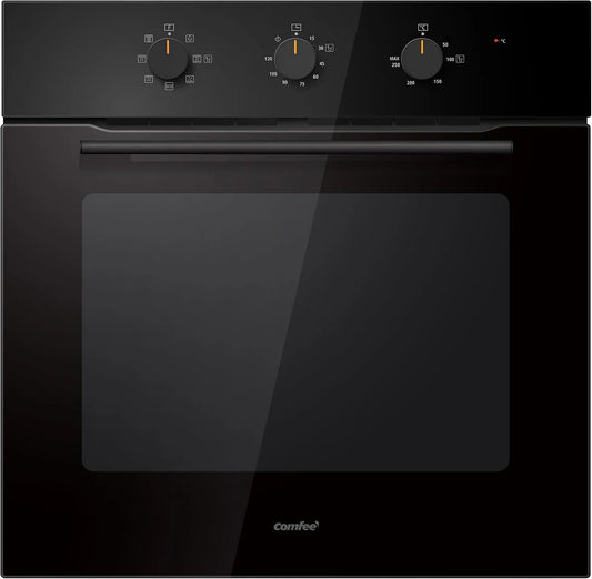 Comfee Modell CBO60M80M1-BK, 8 Funktionen, belüftet, mehrstufiges Kochen, abnehmbare Tür, in Schwarz, Fassungsvermögen 60 Liter, Class A