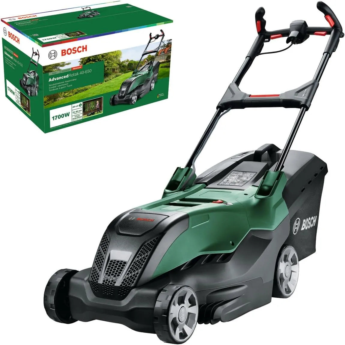 Bosch Rasenmäher, leistungsstarker AdvancedRotak 40-650, zum Rasenmähen, 1700 W Motorleistung, Schnittbreite: 40 cm