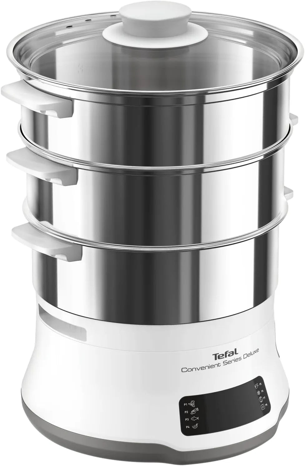 Tefal Modell VC502D, 8 Betriebsprogramme, einfacher Touchscreen, langlebige Qualität, weiß, Convenient Series Deluxe Dampfgarer, Garen auf 3 Ebenen