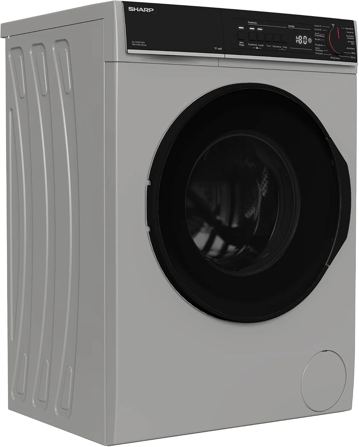 Sharp Waschmaschine ES-PRO714WA-DE 1400, Gewicht 7 kg, Frontbeladung, min, Aquastop, WIFI, Dampftechnologie, Silber