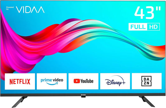 Modell DVB-C DYON Smart, Breite 108 cm, S2, Full-HD Smart TV mit HD Triple Tuner, Prime Video, YouTube, Disney+, Hotelmodus, 43 VX