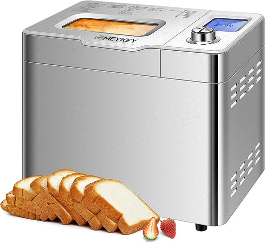 Mit bis zu Kapazität COOCHEER Brotbackautomat, Leistung 550 W, 3 Brotgrößen, Silber, mit bis zu 900 g Kapazität, Maße 36 x 22 x 30 cm