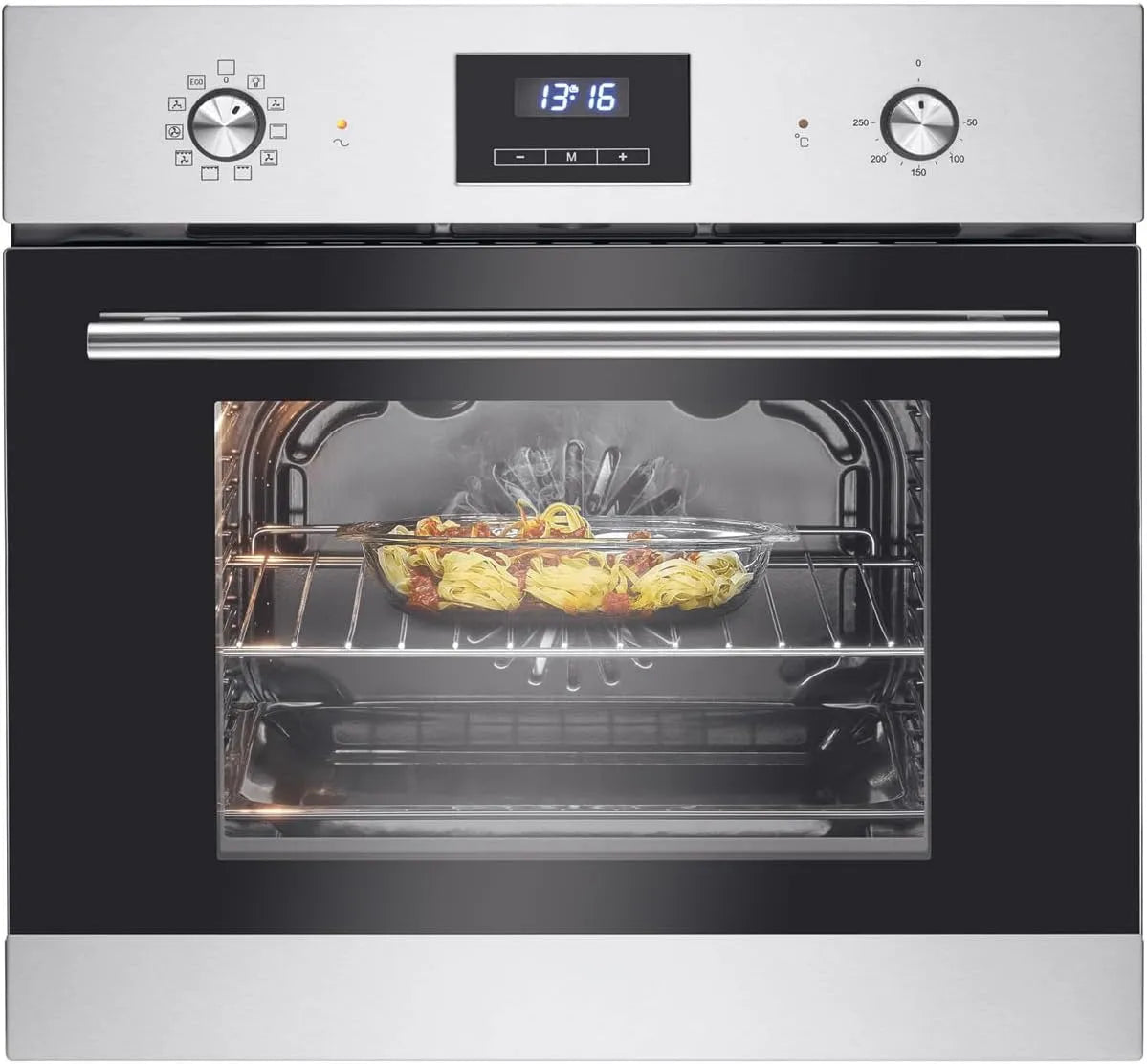 Bomann Grill EBO 7911, Oven mit 9 Backofen-Funktionen & aushängbarer Tür, 250°C Bereich & Touch Control, Heißluft & Ober, inox, Backofen 56L