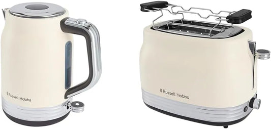 Russell Hobbs Wasserkocher 28640-70 28650-56, Hanley Retro Jasmine Creme-Weiß Frühstücksset: + Toaster