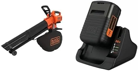 Black+Decker Laubsauger BCBLV36B, Fassungsvermögen 45l Fangsack, + Li-Ion-Ergänzungsakku 36V, Lieferung ohne Akku und Ladegerät, Spannung 36V