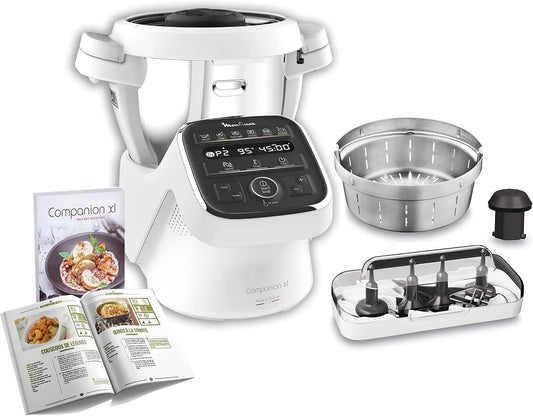 Moulinex Küchenmaschine HF80CB10, Dampf 1550W, COMPANION XL Roboterkocher Multifunktionsschüssel 4.5L 12 Autoprogramme Suppen